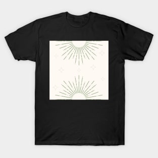 Green and beige Sun and stars minimal magical T-Shirt